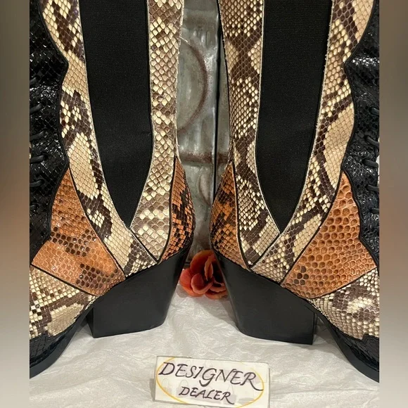 COACH Snakeskin Patchwork Lace Up Boots Size 6.5B EUC! G2718 - Picture 5 of 14